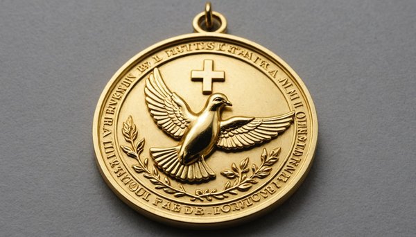 Médaille de baptême colombe en or : symbole de paix et d'espérance